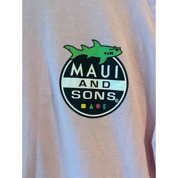 Maui And Sons Pink Long Sleeve Shirt With Shark Graphics - Picture 2 of 8